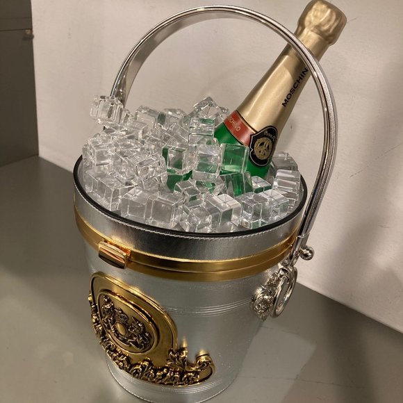 AW22 MOSCHINO COUTURE JEREMY SCOTT CHAMPAGNE ICE BUCKET BAG LEATHER - Picture 1 of 16